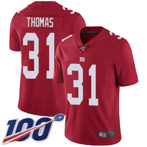 Men New York Giants #31 Michael Thomas Red Limited Red Inverted Legend 100th Season Football NFL Jersey